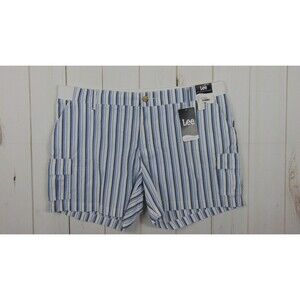 Lee Cargo Short New 18 Striped Blue / White Regular Fit Cotton Spandex Women's